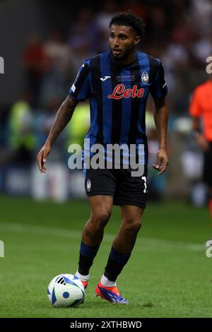Warschau, Pologne. August 2024. Ederson von Atalanta während des UEFA Super Cup 2024 Fußballspiels zwischen Real Madrid CF und Atalanta BC am 14. August 2024 im PGE Narodowy in Warschau, Polen - Foto Piotr Matusewicz/DPPI Credit: DPPI Media/Alamy Live News Stockfoto