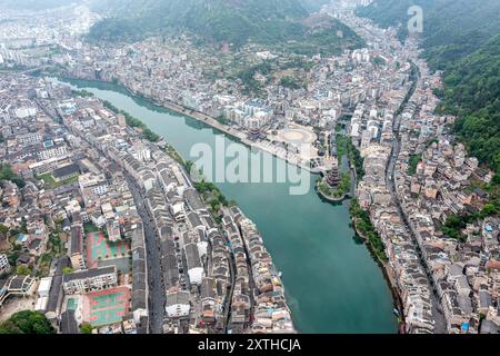 Antike Stadt, Kreis Zhenyuan, Qiandongnan Miao und Autonome Präfektur Dong, Provinz Guizhou, China Stockfoto