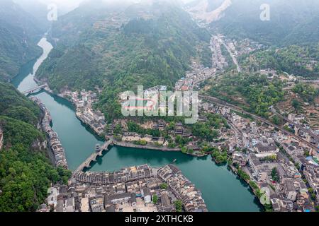 Antike Stadt, Kreis Zhenyuan, Qiandongnan Miao und Autonome Präfektur Dong, Provinz Guizhou, China Stockfoto