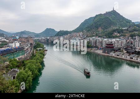 Antike Stadt, Kreis Zhenyuan, Qiandongnan Miao und Autonome Präfektur Dong, Provinz Guizhou, China Stockfoto