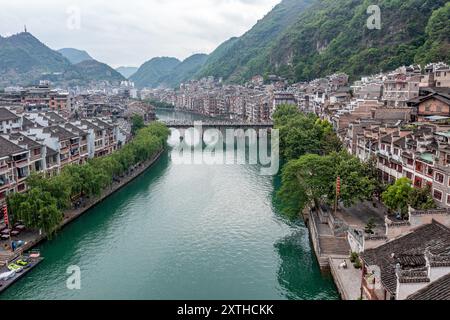 Antike Stadt, Kreis Zhenyuan, Qiandongnan Miao und Autonome Präfektur Dong, Provinz Guizhou, China Stockfoto