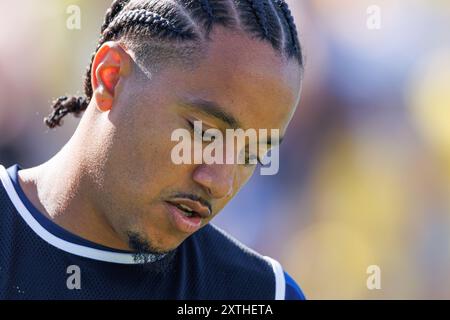 Estoril, Portugal. August 2024. Helder Costa (GD Estoril Praia) wurde während des Liga-Portugal-Spiels zwischen den Teams von GD Estoril Praia und CD Santa Clara im Estadio Antonio Coimbra da Mota gesehen. GD Estoril Praia vs. CD Santa Clara. GD Estoril Praia besiegt von CD Santa Clara 1-1 (Foto: Maciej Rogowski/SOPA Images/SIPA USA) Credit: SIPA USA/Alamy Live News Stockfoto