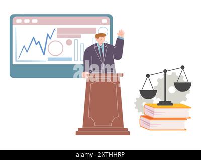 Öffentliches Recht demokratisches Recht und Ordnung volle Rechte Sozialgerechtigkeit Dienst Recht Vorherrschaft Design Icon Illustration Stock Vektor