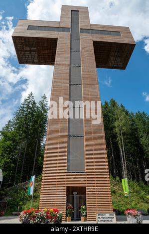 Das Veitsch Pilgerkreuz. Das Pilgerkreuz des Ölbergs Veitsch. (Pilgerkreuz am Veitscher Ölberg). Sankt Barbara im Mürztal. Österreich. Stockfoto