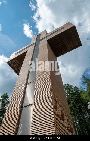 Das Veitsch Pilgerkreuz. Das Pilgerkreuz des Ölbergs Veitsch. (Pilgerkreuz am Veitscher Ölberg). Sankt Barbara im Mürztal. Österreich. Stockfoto