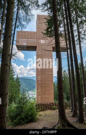 Das Veitsch Pilgerkreuz. Das Pilgerkreuz des Ölbergs Veitsch. (Pilgerkreuz am Veitscher Ölberg). Sankt Barbara im Mürztal. Österreich. Stockfoto