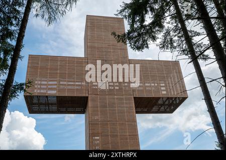 Das Veitsch Pilgerkreuz. Das Pilgerkreuz des Ölbergs Veitsch. (Pilgerkreuz am Veitscher Ölberg). Sankt Barbara im Mürztal. Österreich. Stockfoto