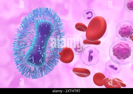 Mpox (Affenpocken) - Nahaufnahme 3D-Illustration Stockfoto