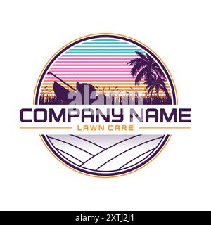 Rasenpflege-Logo-Design auf weißem Hintergrund Stock Vektor