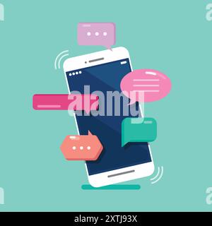 Benachrichtigung über Chatbox auf dem Smartphone-Bildschirm. Vektorabbildung Stock Vektor
