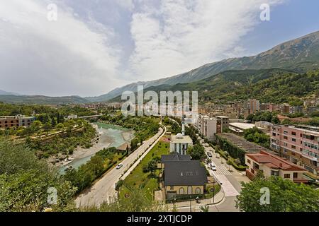 Blick auf die Stadt Perment vom Stadtstein aus Stockfoto