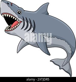 Megalodon Shark Cartoon Coloured Clipart Stock Vektor