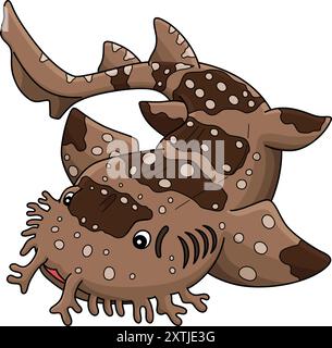 Wobbegong Shark Cartoon Coloured Clipart Stock Vektor