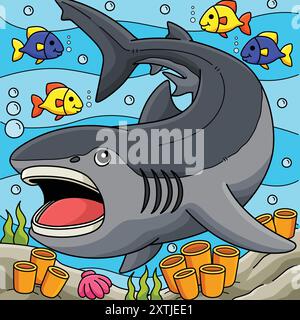 Megamouth Shark Farbige Cartoon Illustration Stock Vektor