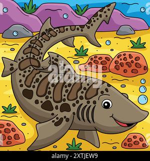 Leopard Shark Farbige Cartoon Illustration Stock Vektor