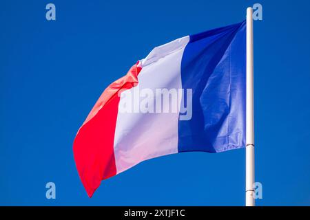 Nationalflagge von Frankreich, Meze, Languedoc, Frankreich, Europa Stockfoto