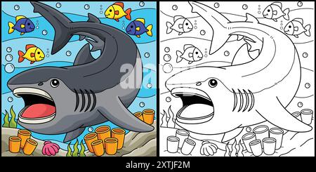 Megamouth Shark Coloring Page Farbige Illustration Stock Vektor
