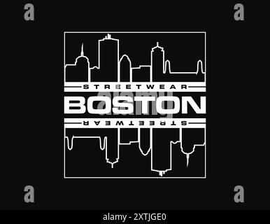 T-Shirt-Design im Boston-Stil, urbanes Streetwear-Design für T-Shirt-Poster-Hoodie und vieles mehr, geeignet für Siebdruck Stock Vektor