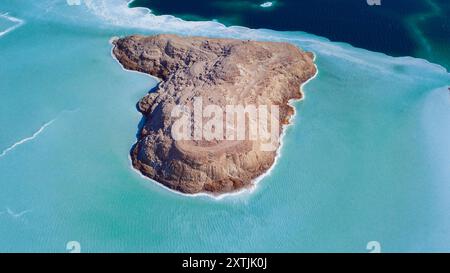 Luftaufnahme zum Blue Salty Lake Assal, Dschibuti Stockfoto
