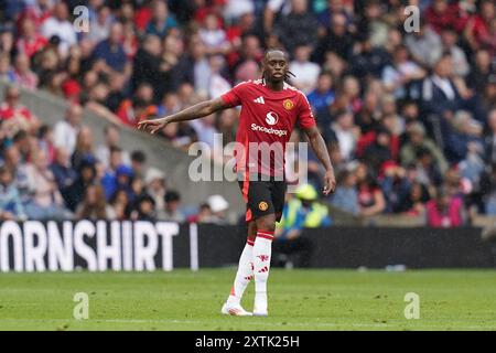 Edinburgh, Großbritannien. Juli 2024. Manchester United Verteidiger Aaron Wan-Bissaka (29) während des Freundschaftsspiels der Glasgow Rangers FC gegen Manchester United FC im Scottish Gas Murrayfield Stadium, Edinburgh, Schottland, Großbritannien am 20. Juli 2024 Credit: Every Second Media/Alamy Live News Stockfoto