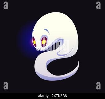 Nummer zwei: Halloween-Geisterschrift, gruselige Schrift, Horror-böse Schrift, gruseliges Monster-Alphabet-Zeichen in Form eines lustigen Zeichentrickgespensters. Isolierter Vektorwert Stock Vektor