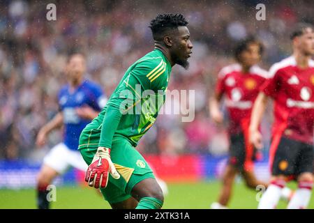 Edinburgh, Großbritannien. Juli 2024. Manchester United Torhüter André Onana (24) während des Freundschaftsspiels der Glasgow Rangers FC gegen Manchester United FC im Scottish Gas Murrayfield Stadium, Edinburgh, Schottland, Großbritannien am 20. Juli 2024 Credit: Every Second Media/Alamy Live News Stockfoto