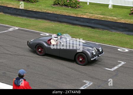 Jaguar XK120 3,8 Roadster (1950), Mike Hawthorn Track Day, Goodwood, Sussex, England, Großbritannien, Großbritannien, Europa Stockfoto