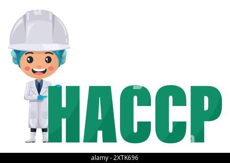 Leiter der Qualitätskontrolle. HACCP. Gefahrenanalyse und kritische Kontrollpunkte. Einführung von Systemen zur Erkennung und Steuerung von Risiken in der Lebensmittelindustrie F Stock Vektor