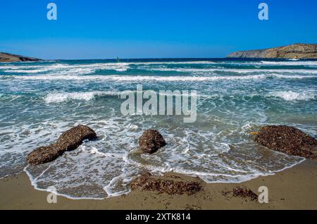 Malerischer Blick von der Halbinsel Prasonisi auf Rhodos bis zur ägäis. Griechenland, Europa Stockfoto