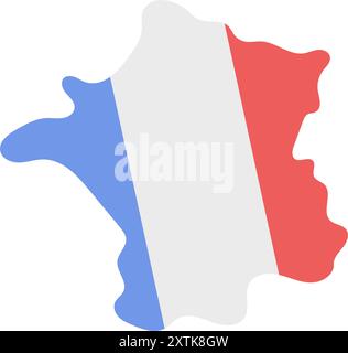 Frankreich Karte mit Flagge. Flagge von Frankreich. Vektorabbildung. Stock Vektor