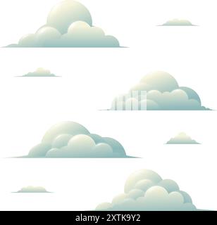 Chinesisches Wolkenelement, glänzende weiche Farbe japanische Wolkenvektor-Illustration Stock Vektor