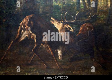 Detail, Gustave Courbet (Ornans 1819 - La Tour-de-Peilz, Suisse 1877), Le rut du printemps. Combat de cerfs, 1861, Musée d'Orsay, Paris, Frankreich Stockfoto