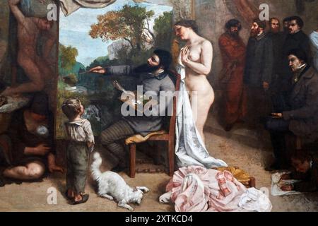 Detail, Gustave Courbet (Ornans 1819 - La Tour-de-Peilz, Suisse 1877), L'Atelier du peintre, 1854-1855, Musée d'Orsay, Paris, Frankreich Stockfoto