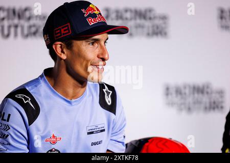Red Bull Ring, Spielberg, Österreich. August 2024. 2024 MotoGP of Austria, Arrival Day; Nummer 93 Gresini Racing MotoGP-Fahrer Marc Marquez während der Pressekonferenz vor der Veranstaltung bei der Austrian MotoGP Credit: Action Plus Sports/Alamy Live News Stockfoto
