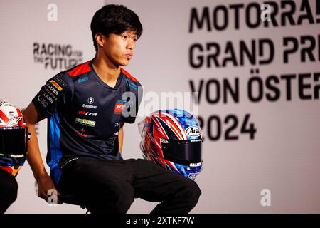 Red Bull Ring, Spielberg, Österreich. August 2024. 2024 MotoGP of Austria, Arrival Day; Moto2 Rider Ai Ogura während der Pressekonferenz im Rahmen der österreichischen MotoGP Credit: Action Plus Sports/Alamy Live News Stockfoto