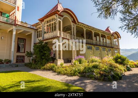 Das ehemalige Sanatorium Schatzalp oberhalb von Davos ist heute ein Hotel. Thomas-Mann-Weg, Davos, Graubünden, Schweiz Stockfoto