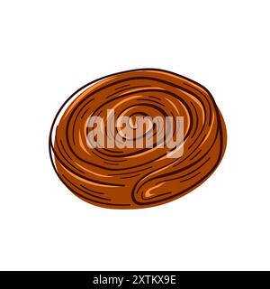 Köstliche Zimtrolle im Line-Art-Stil. Ein süßes und leckeres Frühstück. Vektorillustration auf weißem Hintergrund isoliert. Stock Vektor
