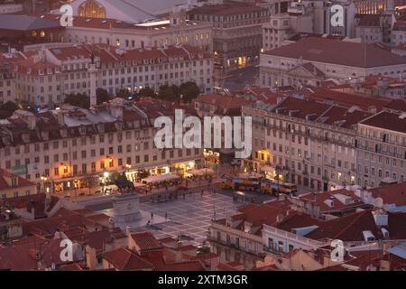 Blick auf die Praca da Figueira in Lissabon in Portugal in Europa Stockfoto