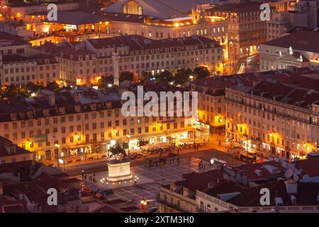 Blick auf die Praca da Figueira in Lissabon in Portugal in Europa Stockfoto