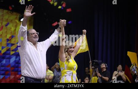 GYE BINOMY PSC Guayaquil, Donnerstag, 15. August 2024 im Auditorium von Fedenador stellte die Sozialchristliche Partei ihre Binomialität der Kandidaten für die Präsidentschaft und die Vizepräsidentschaft der nächsten Wahlen vor, Henry Kronfle und Dallyana Passailaigue Fotos CÃ sar Munoz API Guayaquil Guayas Ecuador POL GYE BINOMIOPSC f08e1e55e29b5ad5927: xCÃ sarxMunozx Stockfoto