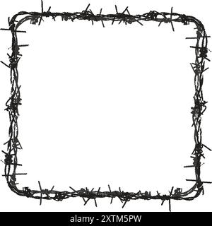 Stacheldraht-Retro-Fotokopie Stachelvektor-Illustration Stock Vektor