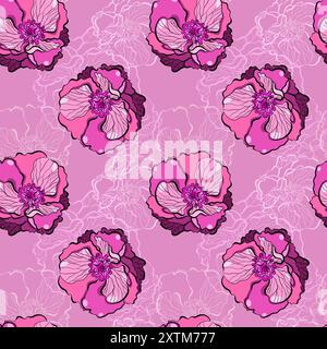 Nahtloses Blumenmuster mit Anemone Blumen Vektor Illustration Stock Vektor