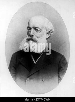 Friedrich August Kekulé, später Friedrich August Kekule von Stradonitz (/ˈkeɪkəleɪ/ KAY-kə-Lay ˈfʁiːdʁɪç ˈʔaʊɡʊst ˈkeːkuleː fɔn ʃtʁaˈdoːnɪts; 7. September 1829 – 13. Juli 1896) war ein deutscher Chemiker. Von den 1850er Jahren bis zu seinem Tod war Kekulé einer der prominentesten Chemiker in Europa, insbesondere auf dem Gebiet der theoretischen Chemie. Er war der Hauptbegründer der Theorie der chemischen Struktur und insbesondere der Kekulé-Struktur von Benzol. Stockfoto