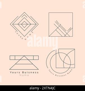 Elegante, minimalistische, geometrische Business-Logos für moderne Branding-Elemente für vielseitige Corporate Identity Stock Vektor