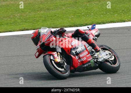 Francesco Bagnaia - Ducati Lenovo Team - Fahrer Nummer 1 auf einem Ducati bei der britischen MotoGP-Runde 2024 in Silverstone im August 2024 Stockfoto