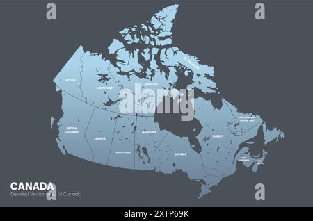 Provinzen und Territorien Kanadas . Karte von Kanada. Stock Vektor