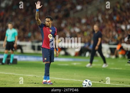 Barcelona, Spanien. August 2024. Raphinha (Barcelona) Fußball/Fußball : spanisches Joan Gamper Cup Spiel zwischen dem FC Barcelona 0-3 ALS Monaco bei den Estadi Olimpic Lluis Companys in Barcelona, Spanien. Quelle: Mutsu Kawamori/AFLO/Alamy Live News Stockfoto