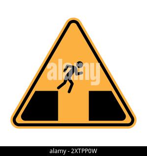 Warnung „Abstand voraus“. Gelbes dreieckiges Zeichen. Symbol für Laufperson. Symbol für Vektorsicherheit. Stock Vektor