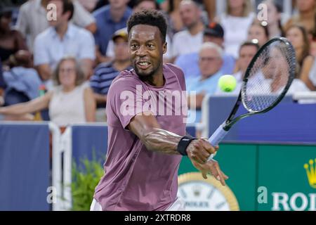 Mason, Ohio, USA. August 2024. Gael Monfils (FRA) in Aktion während der Runde der Cincinnati Open am Donnerstag im Lindner Family Tennis Center, Mason, Oh. (Kreditbild: © Scott Stuart/ZUMA Press Wire) NUR REDAKTIONELLE VERWENDUNG! Nicht für kommerzielle ZWECKE! Stockfoto