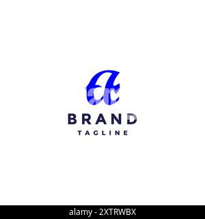 Anfangsbuchstabe A in der Form eines Fischs. Fischsymbol, das einen Kleinbuchstaben bildet. Stock Vektor